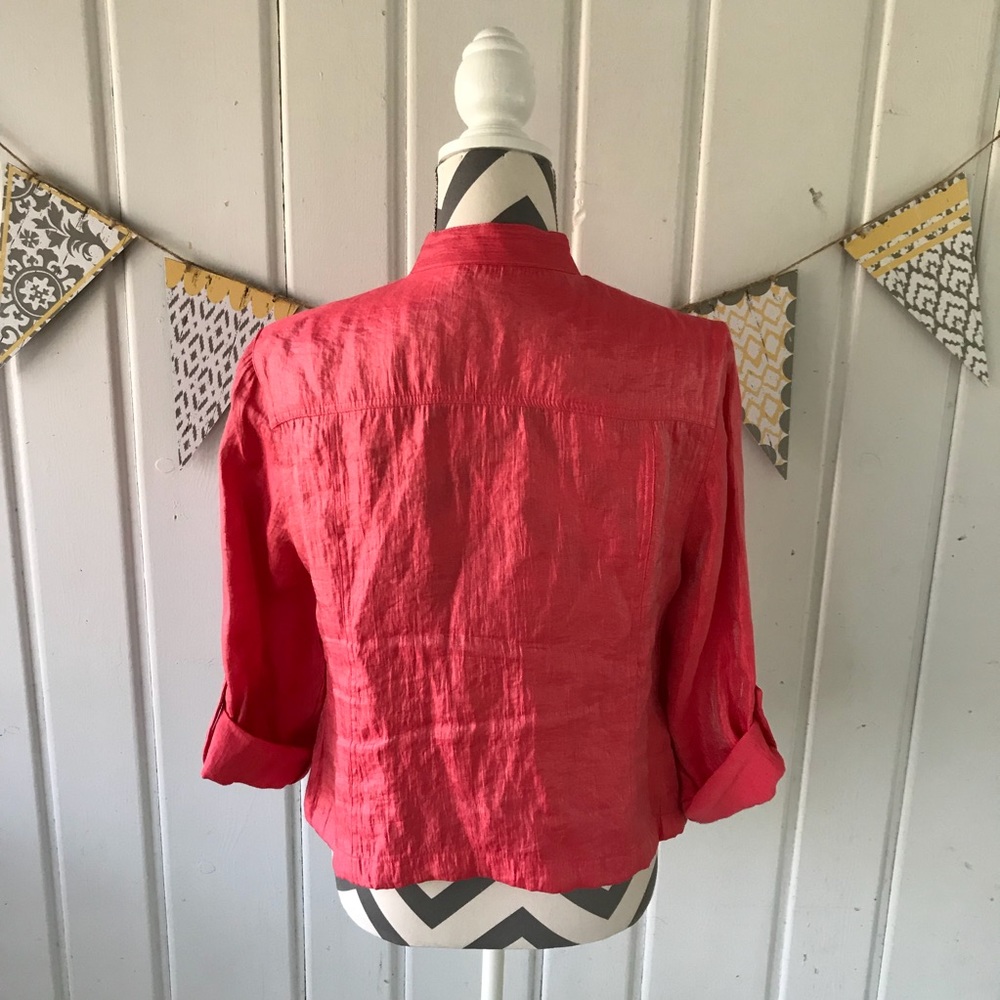 Ruby Rd. Petite Button Down Coral Shimmer Jacket - image 3